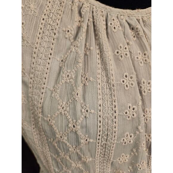 Calvin Klein Summer Eyelet Midi Dress Sage Green Lined Size 8 - Picture 3 of 12
